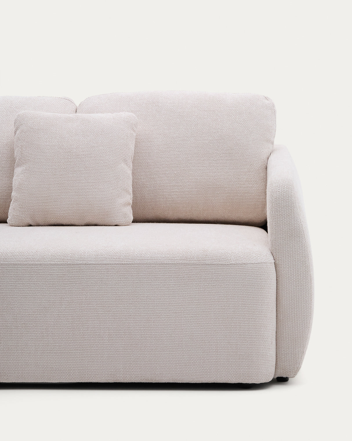 Schlafsofa Laira 3-Sitzer in Chenille mit Chaiselongue links ecru 246 cm FSC Mix Credit - ZEN ZONE Furniture