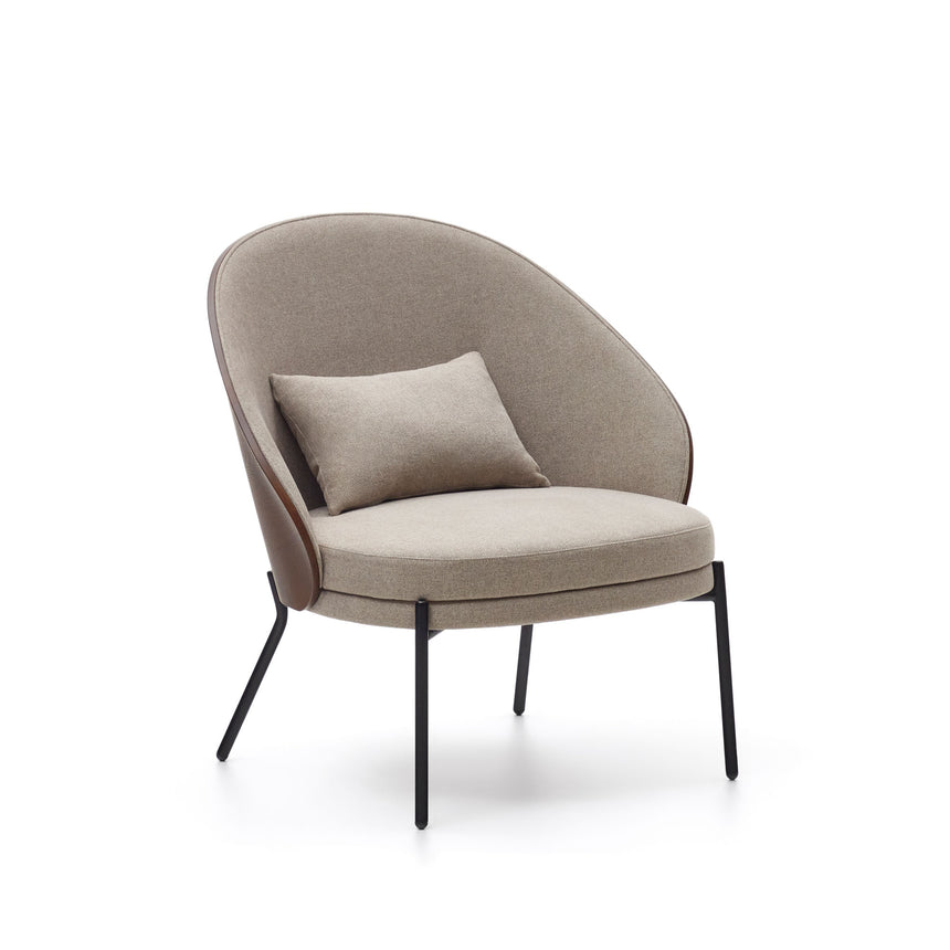Eamy Sessel hellbraun Eschenfurnier mit Wenge-Finish und Metall in Schwarz - ZEN ZONE Furniture
