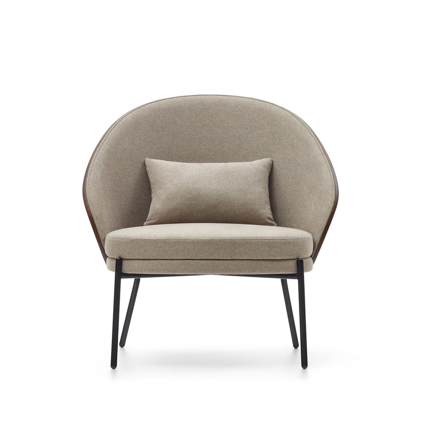 Eamy Sessel hellbraun Eschenfurnier mit Wenge-Finish und Metall in Schwarz - ZEN ZONE Furniture