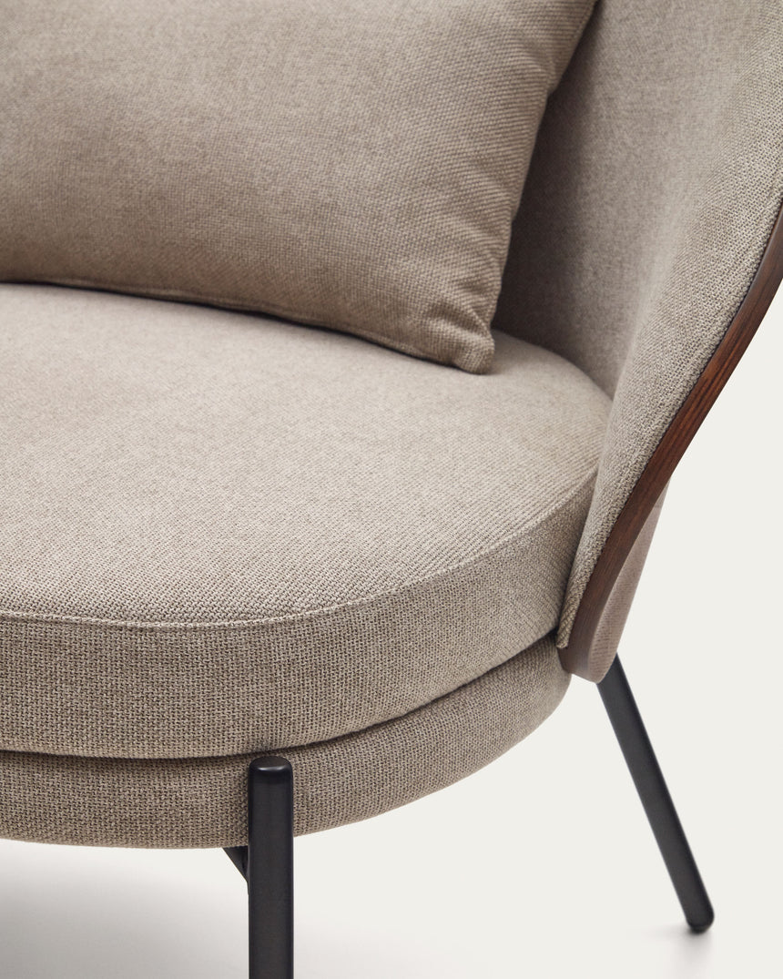 Eamy Sessel hellbraun Eschenfurnier mit Wenge-Finish und Metall in Schwarz - ZEN ZONE Furniture