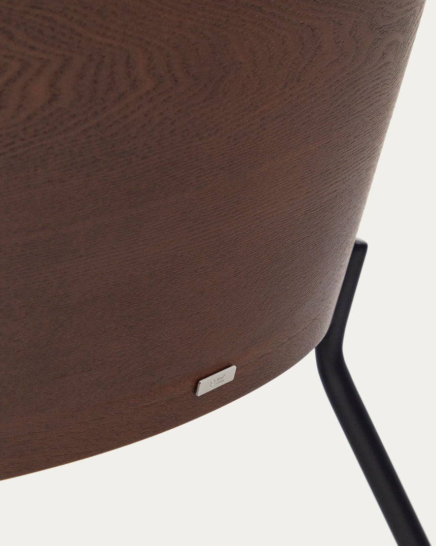 Eamy Sessel hellbraun Eschenfurnier mit Wenge-Finish und Metall in Schwarz - ZEN ZONE Furniture