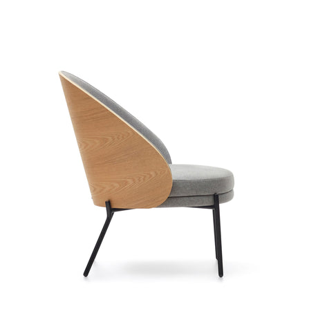 Eamy Sessel hellgrau Eschenfurnier mit natürlichem Finish und Metall in Schwarz - ZEN ZONE Furniture
