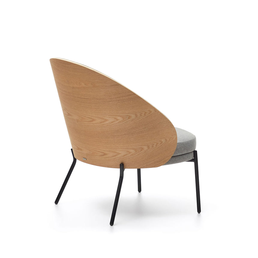 Eamy Sessel hellgrau Eschenfurnier mit natürlichem Finish und Metall in Schwarz - ZEN ZONE Furniture
