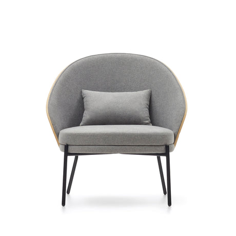 Eamy Sessel hellgrau Eschenfurnier mit natürlichem Finish und Metall in Schwarz - ZEN ZONE Furniture
