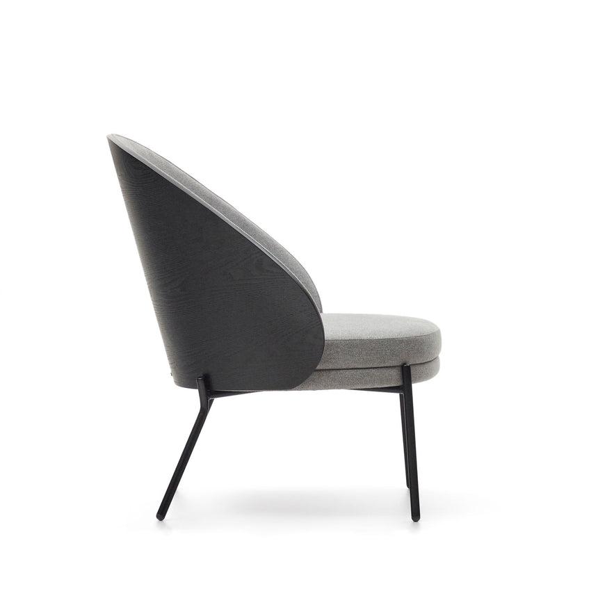 Eamy Sessel hellgrau Eschenfurnier mit schwarzem Finish und Metall in Schwarz - ZEN ZONE Furniture