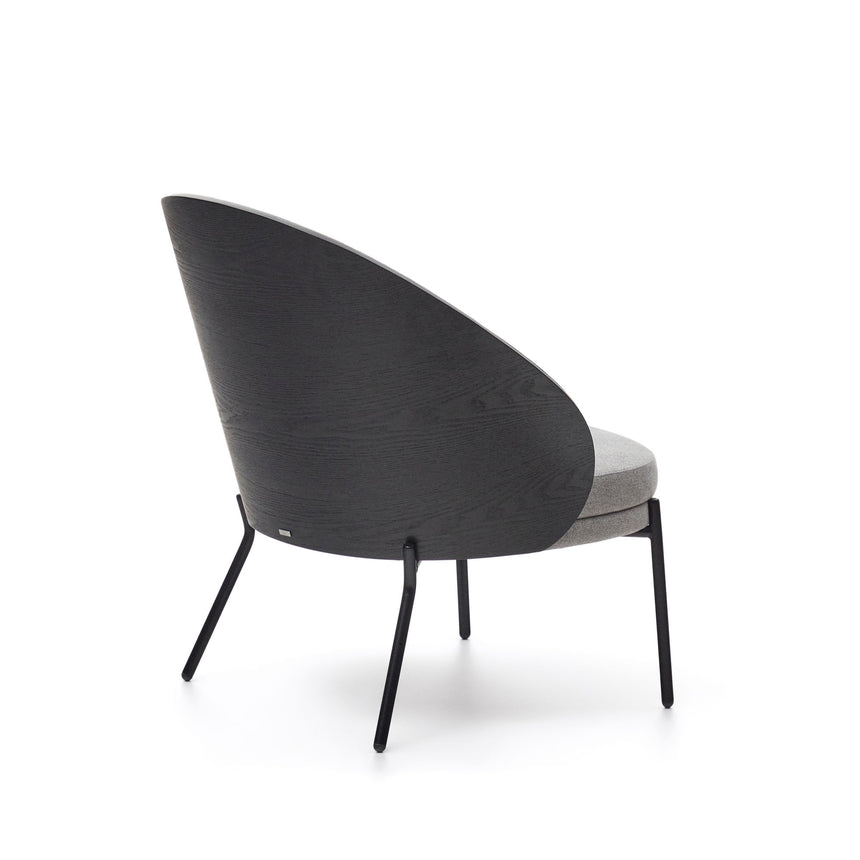 Eamy Sessel hellgrau Eschenfurnier mit schwarzem Finish und Metall in Schwarz - ZEN ZONE Furniture