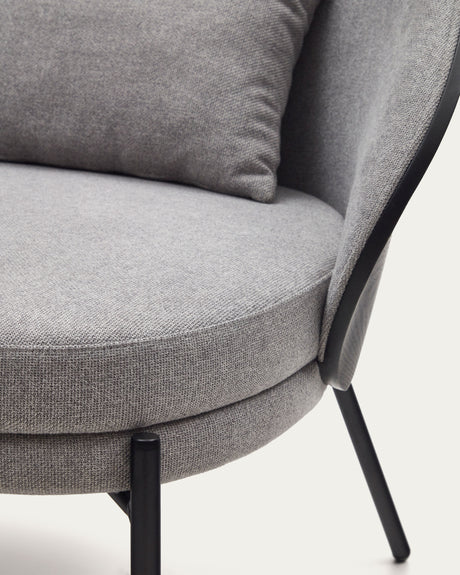 Eamy Sessel hellgrau Eschenfurnier mit schwarzem Finish und Metall in Schwarz - ZEN ZONE Furniture