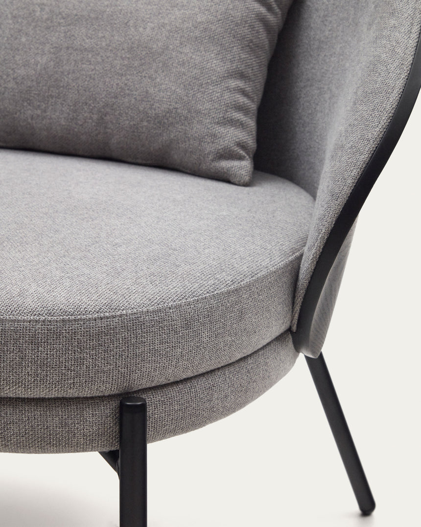 Eamy Sessel hellgrau Eschenfurnier mit schwarzem Finish und Metall in Schwarz - ZEN ZONE Furniture