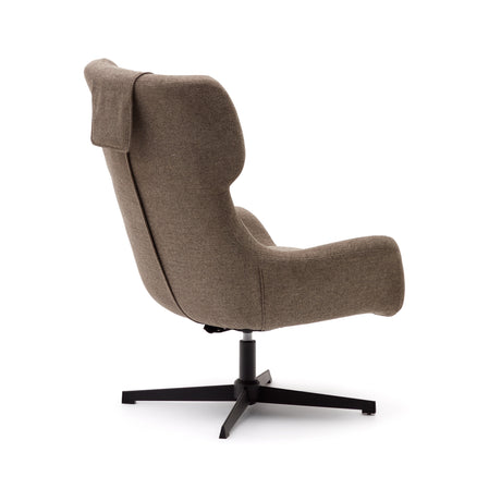 Zalina Drehsessel aus hellbraunem Chenille und Stahl mit schwarzem Finish FSC 100% - ZEN ZONE Furniture