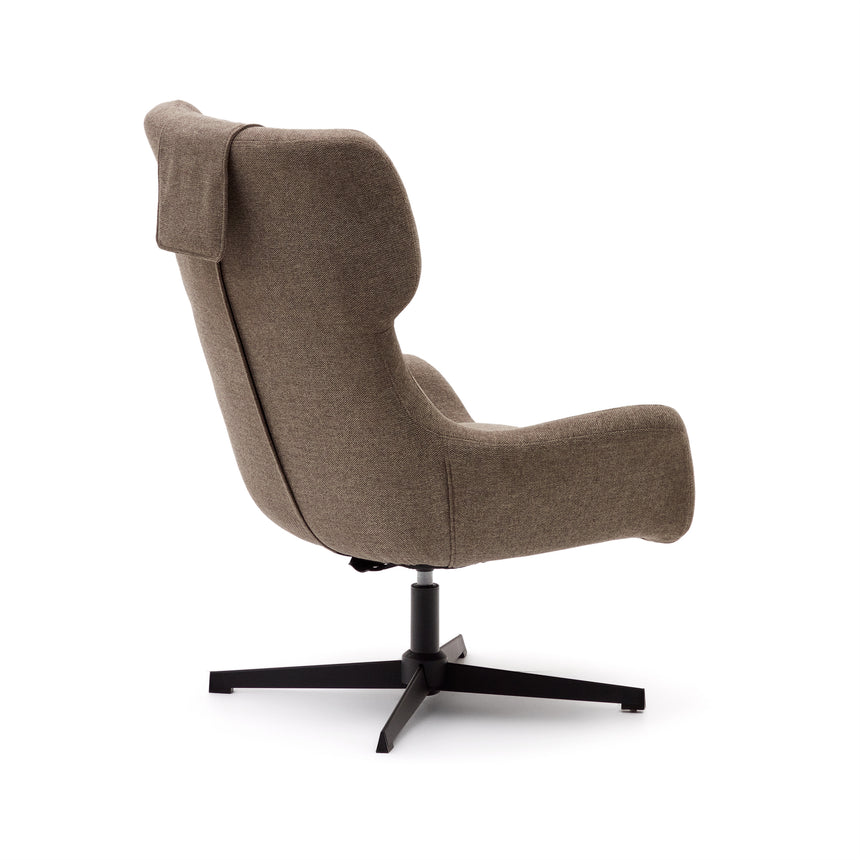 Zalina Drehsessel aus hellbraunem Chenille und Stahl mit schwarzem Finish FSC 100% - ZEN ZONE Furniture