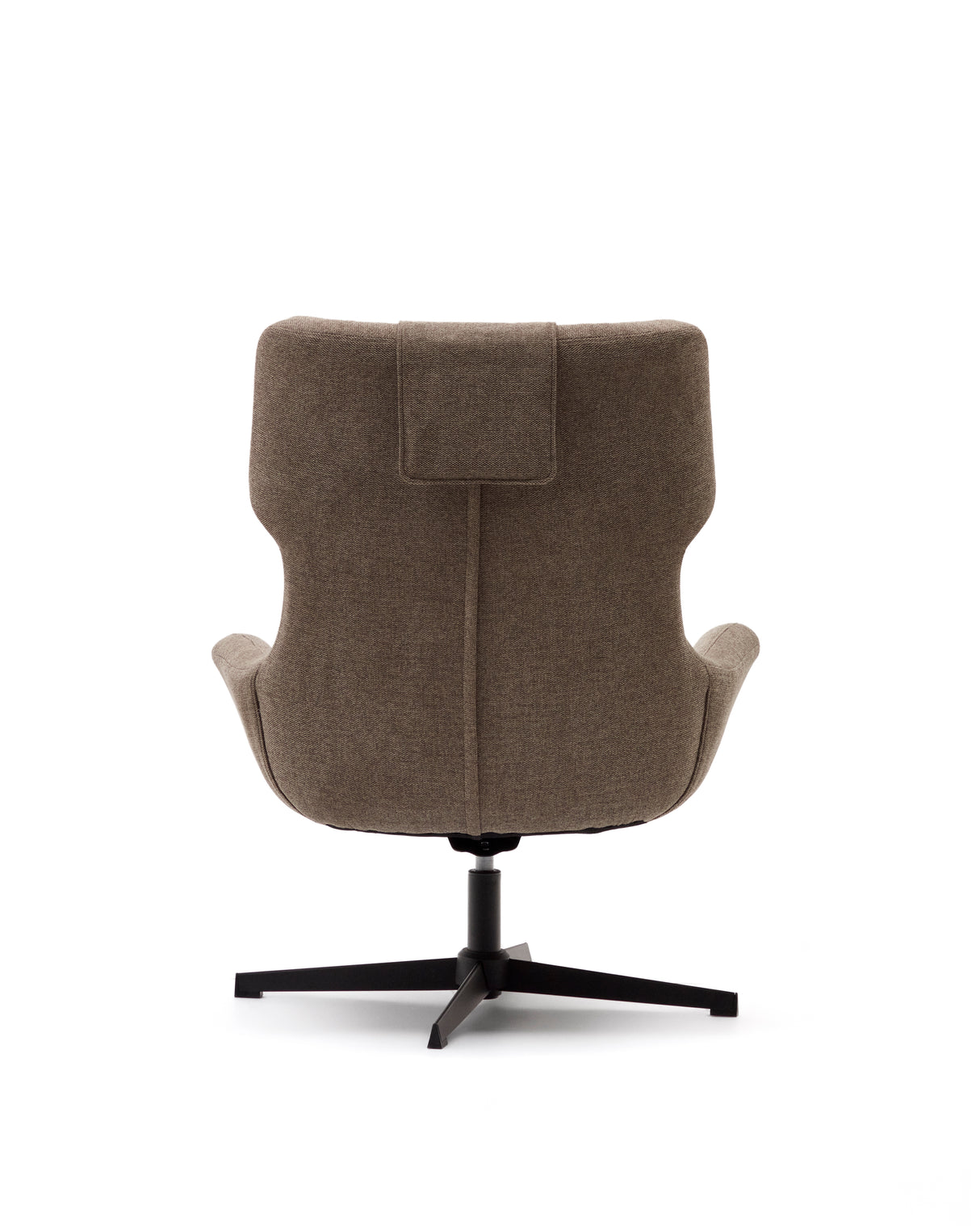 Zalina Drehsessel aus hellbraunem Chenille und Stahl mit schwarzem Finish FSC 100% - ZEN ZONE Furniture