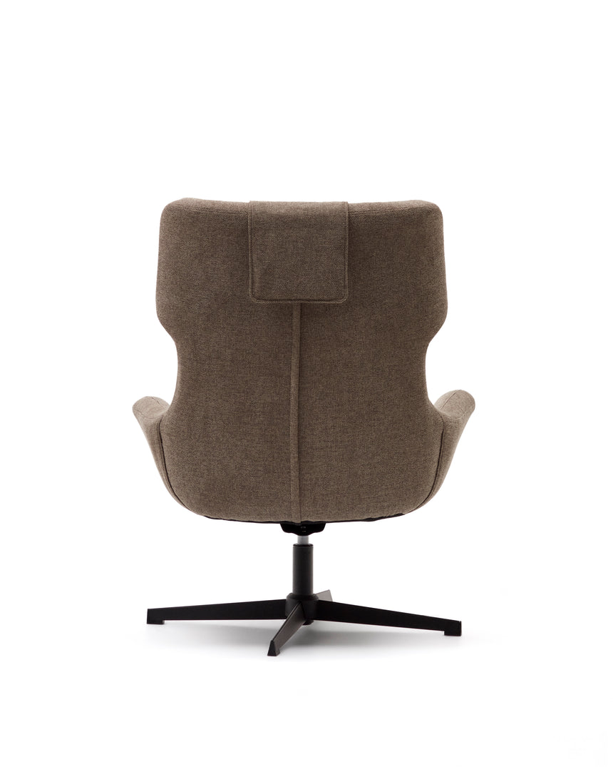 Zalina Drehsessel aus hellbraunem Chenille und Stahl mit schwarzem Finish FSC 100% - ZEN ZONE Furniture