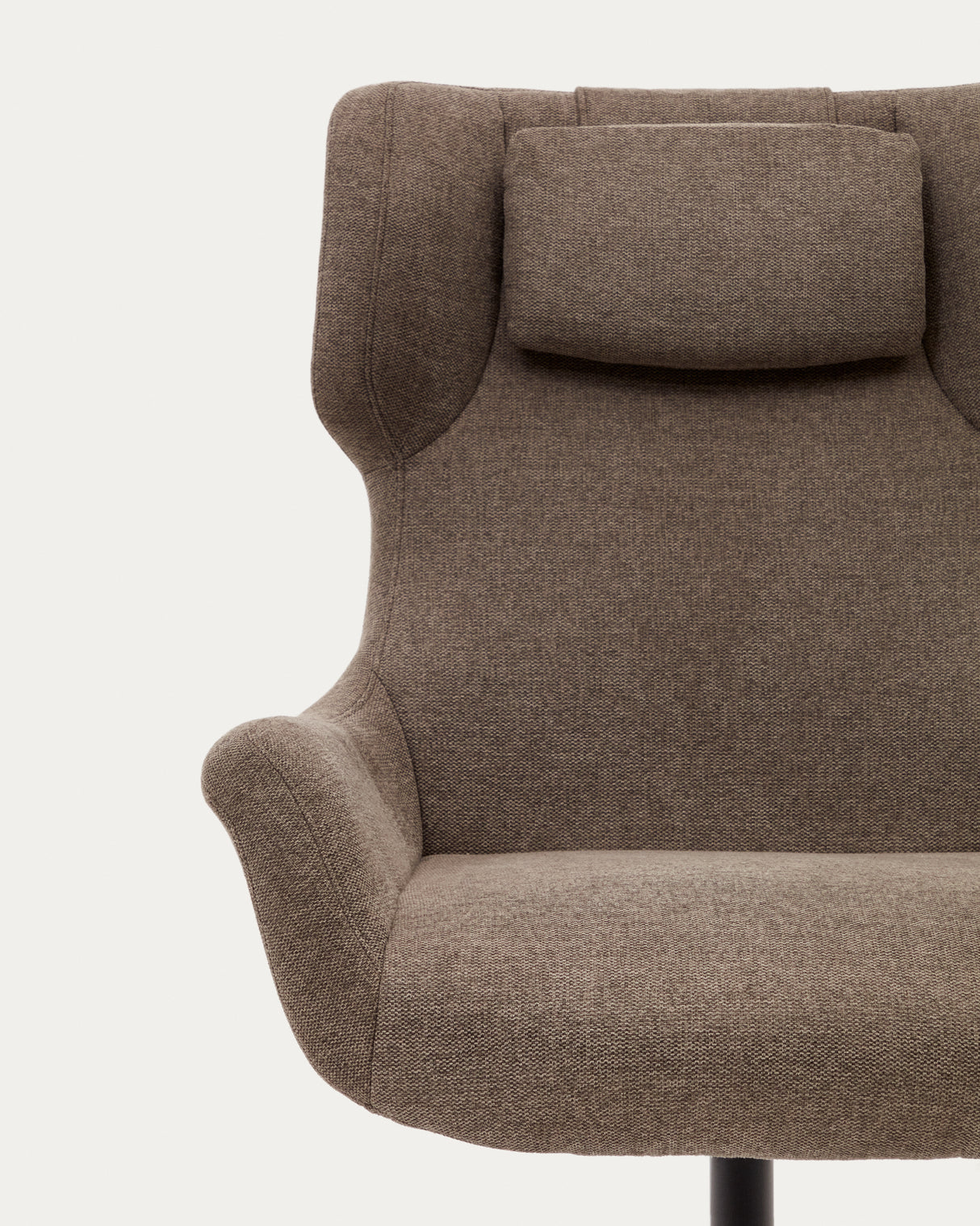 Zalina Drehsessel aus hellbraunem Chenille und Stahl mit schwarzem Finish FSC 100% - ZEN ZONE Furniture