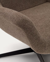 Zalina Drehsessel aus hellbraunem Chenille und Stahl mit schwarzem Finish FSC 100% - ZEN ZONE Furniture