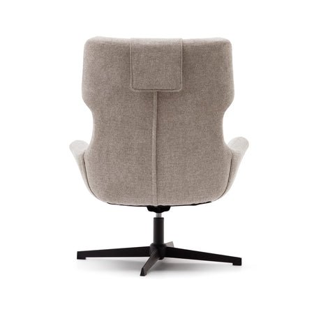 Zalina Drehsessel aus beigefarbenem Chenille und Stahl mit schwarzem Finish FSC 100% - ZEN ZONE Furniture