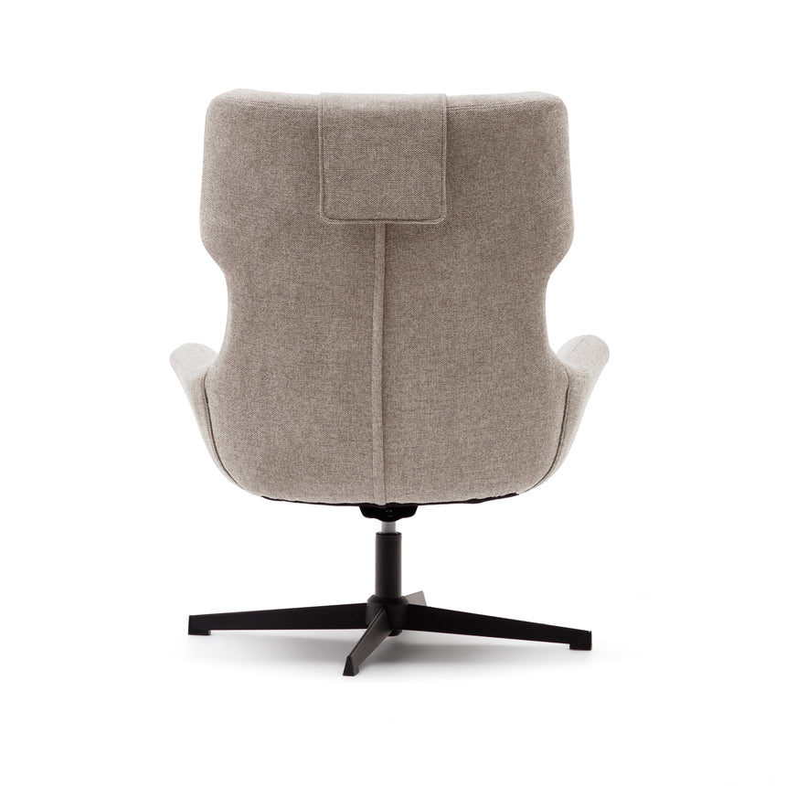 Zalina Drehsessel aus beigefarbenem Chenille und Stahl mit schwarzem Finish FSC 100% - ZEN ZONE Furniture