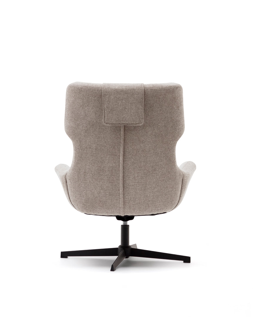 Zalina Drehsessel aus beigefarbenem Chenille und Stahl mit schwarzem Finish FSC 100% - ZEN ZONE Furniture