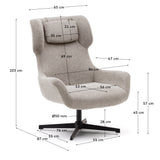 Zalina Drehsessel aus beigefarbenem Chenille und Stahl mit schwarzem Finish FSC 100% - ZEN ZONE Furniture