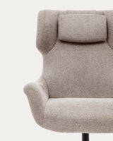 Zalina Drehsessel aus beigefarbenem Chenille und Stahl mit schwarzem Finish FSC 100% - ZEN ZONE Furniture