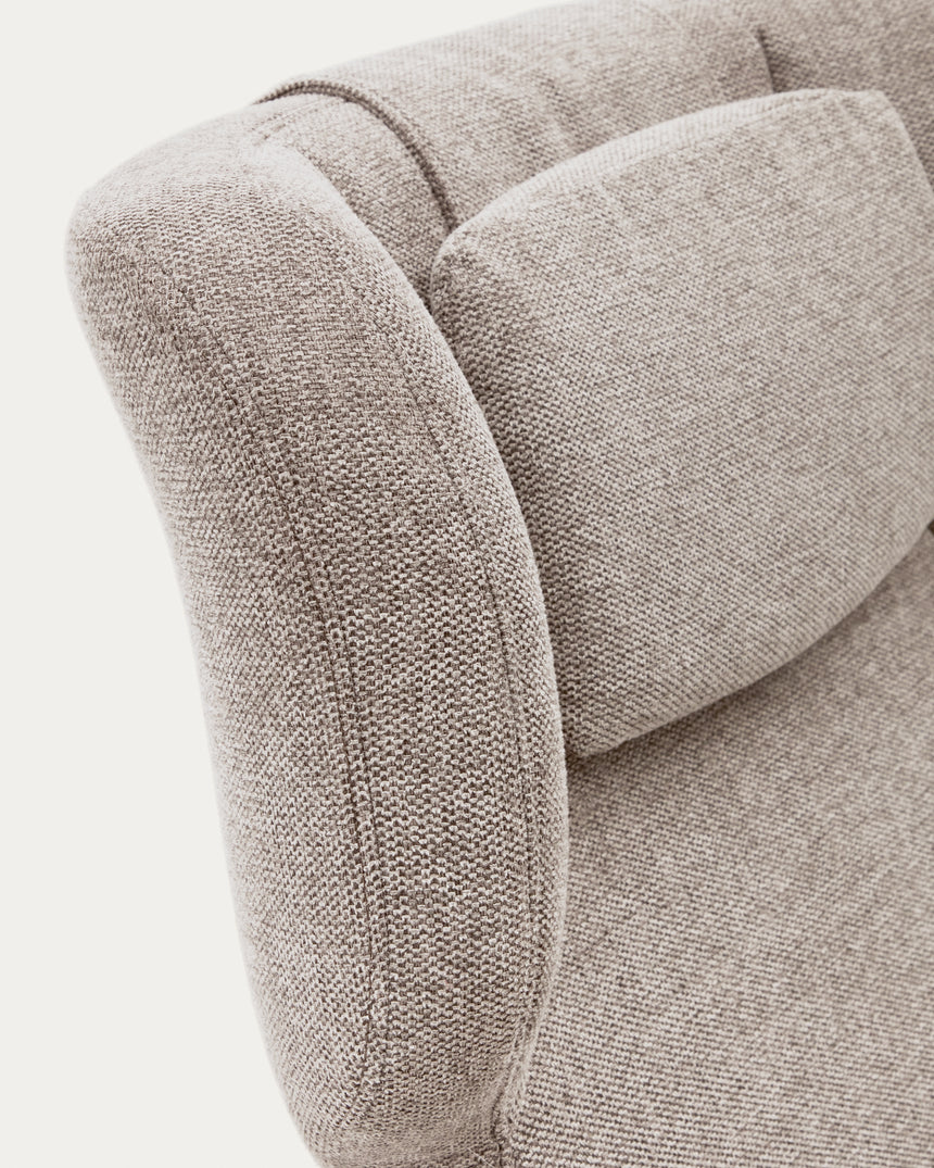 Zalina Drehsessel aus beigefarbenem Chenille und Stahl mit schwarzem Finish FSC 100% - ZEN ZONE Furniture