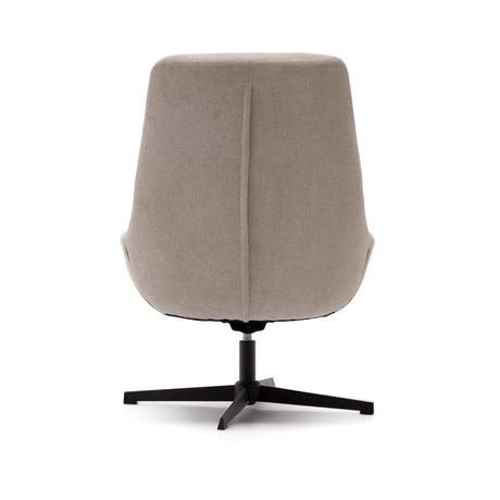 Celida Drehsessel aus beigefarbenem Chenille und Stahl mit schwarzem Finish FSC 100% - ZEN ZONE Furniture