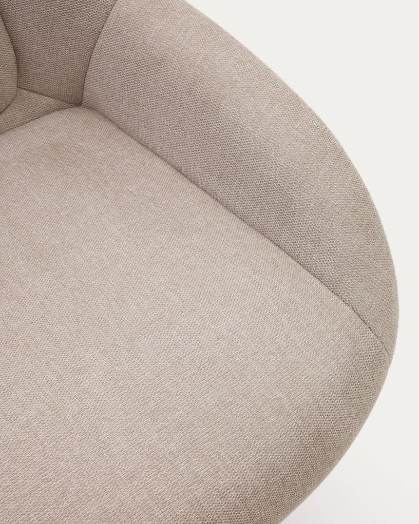 Celida Drehsessel aus beigefarbenem Chenille und Stahl mit schwarzem Finish FSC 100% - ZEN ZONE Furniture