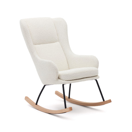 Maustin Schaukelstuhl mit weißem Bouclé und Gestell aus Stahl und Buchenholz - ZEN ZONE Furniture