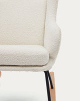 Maustin Schaukelstuhl mit weißem Bouclé und Gestell aus Stahl und Buchenholz - ZEN ZONE Furniture