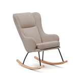 Maustin Schaukelstuhl mit Chenille in Beige und Gestell aus Stahl und Buchenholz - ZEN ZONE Furniture