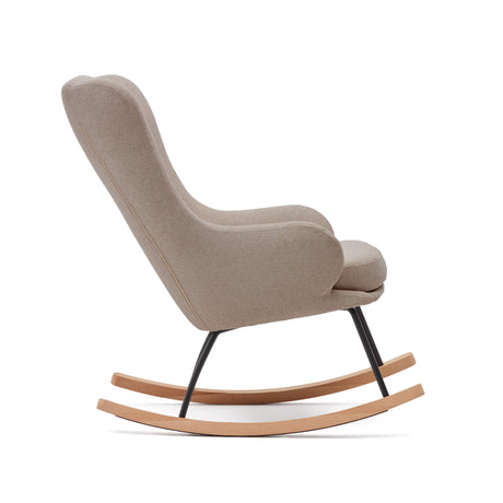 Maustin Schaukelstuhl mit Chenille in Beige und Gestell aus Stahl und Buchenholz - ZEN ZONE Furniture