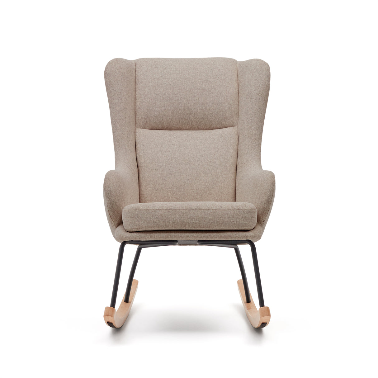 Maustin Schaukelstuhl mit Chenille in Beige und Gestell aus Stahl und Buchenholz - ZEN ZONE Furniture