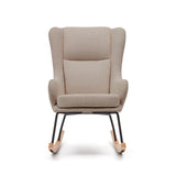 Maustin Schaukelstuhl mit Chenille in Beige und Gestell aus Stahl und Buchenholz - ZEN ZONE Furniture