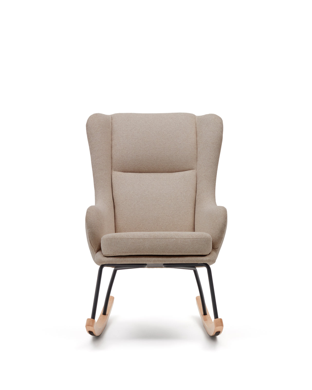 Maustin Schaukelstuhl mit Chenille in Beige und Gestell aus Stahl und Buchenholz - ZEN ZONE Furniture