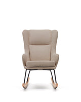 Maustin Schaukelstuhl mit Chenille in Beige und Gestell aus Stahl und Buchenholz - ZEN ZONE Furniture