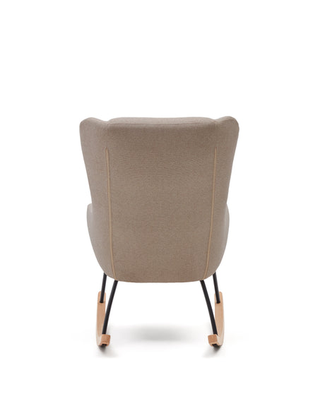 Maustin Schaukelstuhl mit Chenille in Beige und Gestell aus Stahl und Buchenholz - ZEN ZONE Furniture