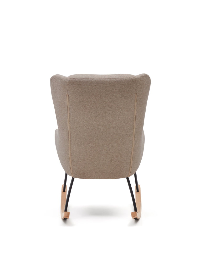 Maustin Schaukelstuhl mit Chenille in Beige und Gestell aus Stahl und Buchenholz - ZEN ZONE Furniture