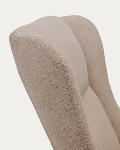 Maustin Schaukelstuhl mit Chenille in Beige und Gestell aus Stahl und Buchenholz - ZEN ZONE Furniture
