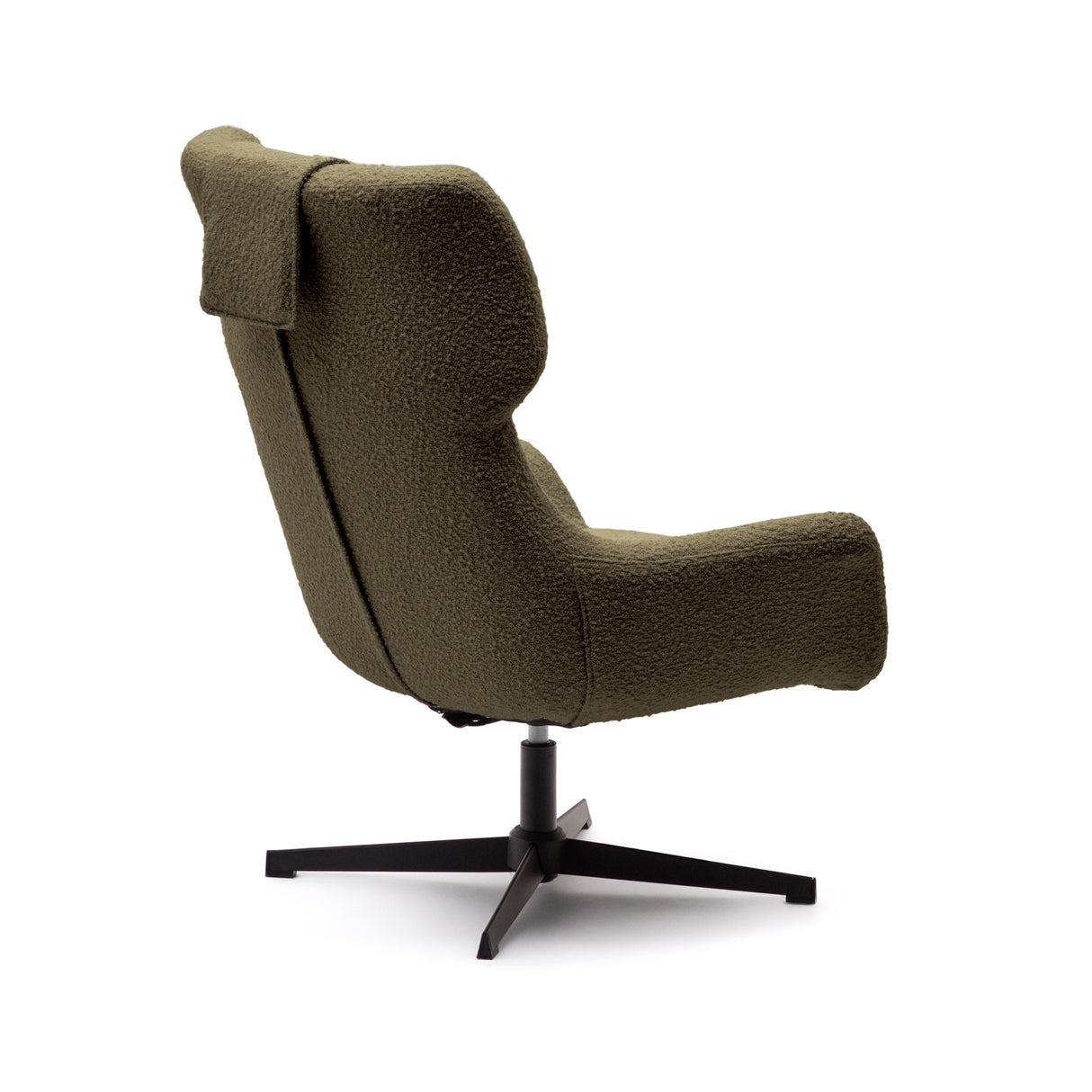 Zalina Drehsessel aus dunkelgrünem Bouclé und Stahl mit schwarzem Finish FSC 100% - ZEN ZONE Furniture