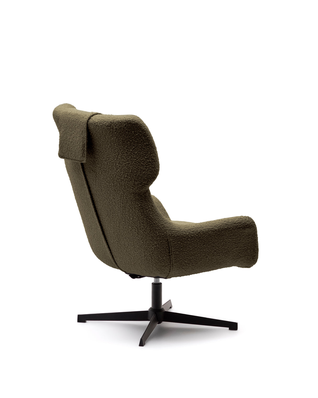 Zalina Drehsessel aus dunkelgrünem Bouclé und Stahl mit schwarzem Finish FSC 100% - ZEN ZONE Furniture