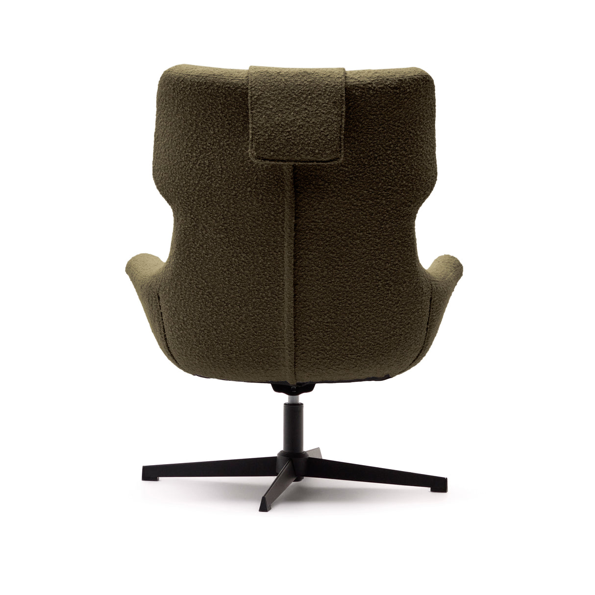 Zalina Drehsessel aus dunkelgrünem Bouclé und Stahl mit schwarzem Finish FSC 100% - ZEN ZONE Furniture