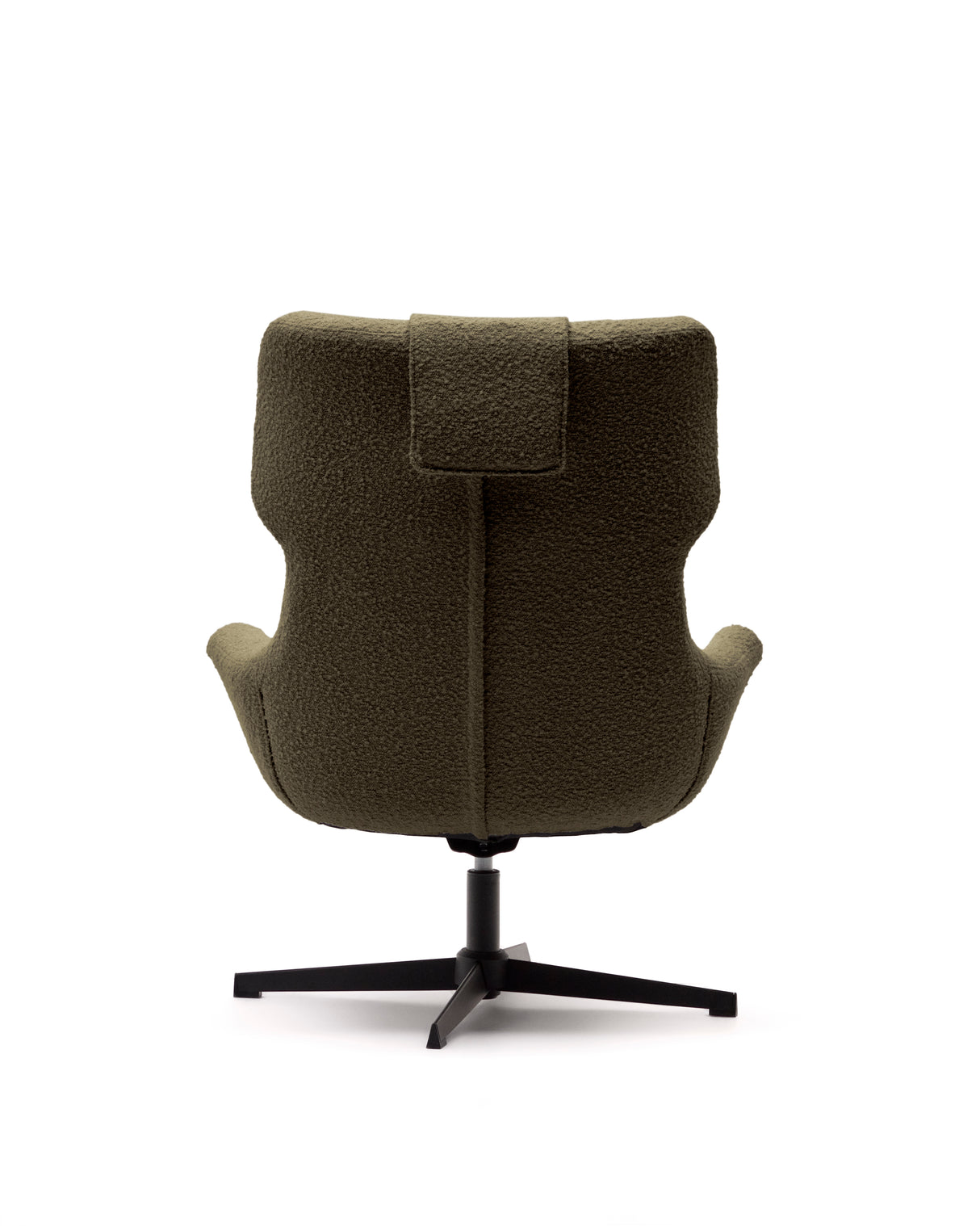 Zalina Drehsessel aus dunkelgrünem Bouclé und Stahl mit schwarzem Finish FSC 100% - ZEN ZONE Furniture