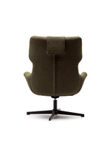 Zalina Drehsessel aus dunkelgrünem Bouclé und Stahl mit schwarzem Finish FSC 100% - ZEN ZONE Furniture