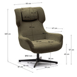 Zalina Drehsessel aus dunkelgrünem Bouclé und Stahl mit schwarzem Finish FSC 100% - ZEN ZONE Furniture