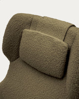 Zalina Drehsessel aus dunkelgrünem Bouclé und Stahl mit schwarzem Finish FSC 100% - ZEN ZONE Furniture