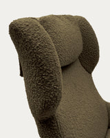 Zalina Drehsessel aus dunkelgrünem Bouclé und Stahl mit schwarzem Finish FSC 100% - ZEN ZONE Furniture