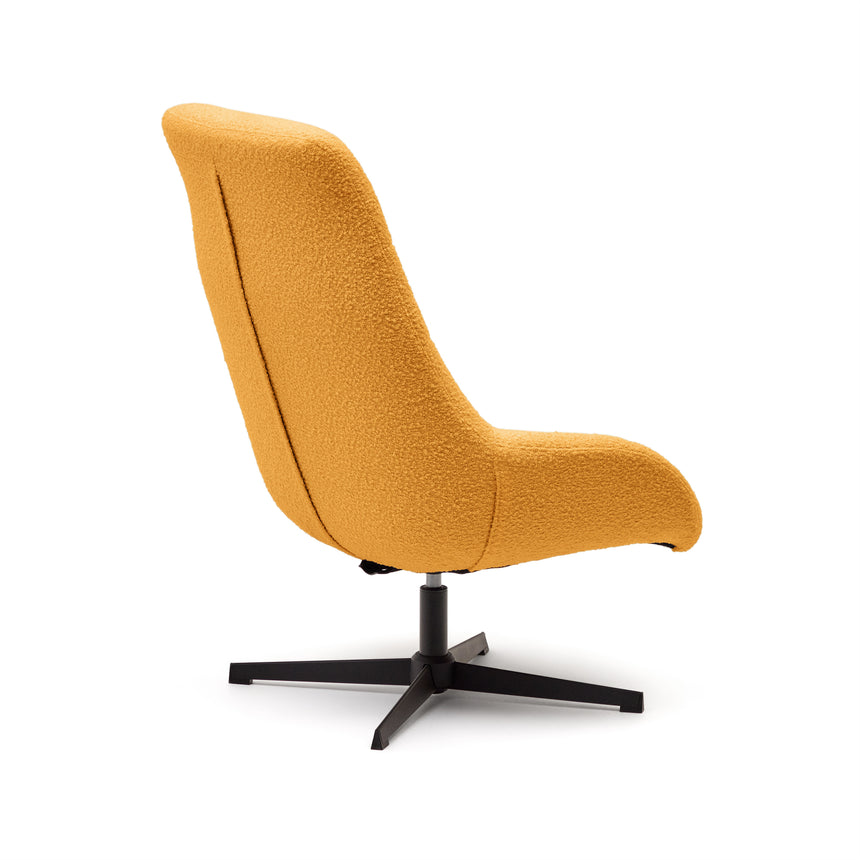 Celida Drehsessel aus senffarbenem Bouclé und Stahl mit schwarzem Finish FSC 100% - ZEN ZONE Furniture