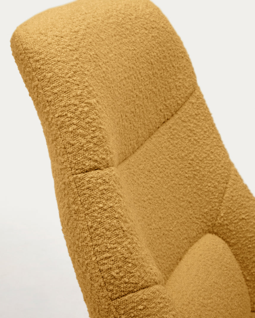 Celida Drehsessel aus senffarbenem Bouclé und Stahl mit schwarzem Finish FSC 100% - ZEN ZONE Furniture