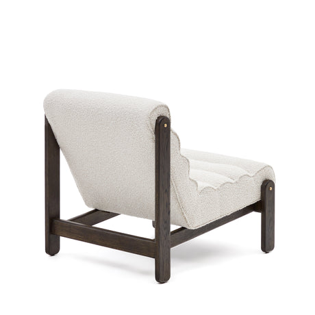 Sessel Magira weißes Bouclé und massives Eichenholz mit dunklem Finish - ZEN ZONE Furniture