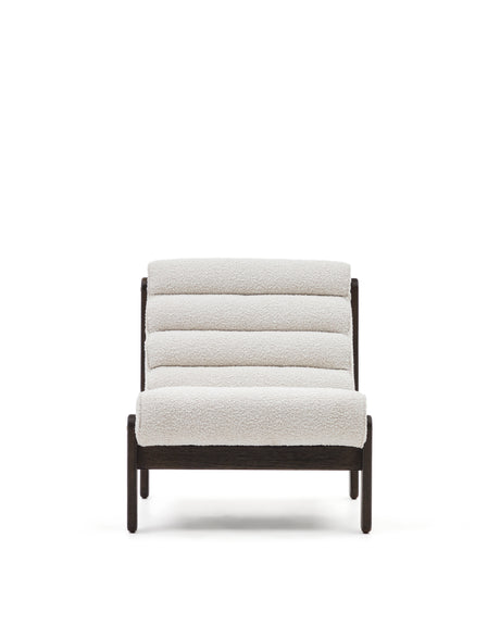 Sessel Magira weißes Bouclé und massives Eichenholz mit dunklem Finish - ZEN ZONE Furniture