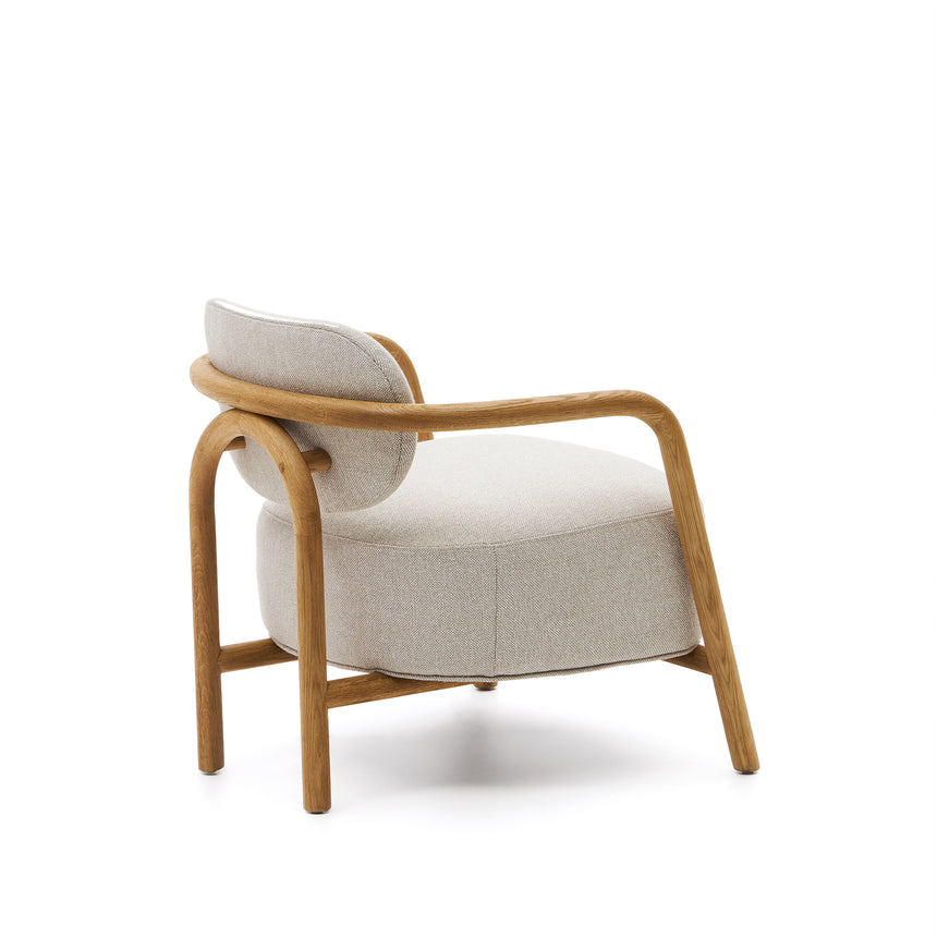 Melqui beiger Sessel aus massivem Eichenholz mit natürlichem Finish - ZEN ZONE Furniture
